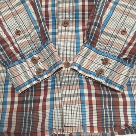 Prana Button Up Plaid Shirt Mens Medium - Picture 6 of 13